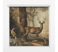 Semi Blackout Roller Blind 130x140 cm | Animals in the Forest | Light Filtering | Printed Window Shade | Chain Operated | Bedroom Living Room Kitchen | Privacy | Easy Install | Glare Reduction