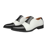 Semi Brogue Dress Oxford for Mens Genuine Leather Anti-Slip Party Brogue Lace Up Tuxedo(Bianco,6 UK)