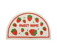 Semi-Circular Door Mats, Treer Half Round Floor Mat Non-Slip Front Doormat Soft Dirt Trapper Rug, Machine Washable Absorbent Entrance Rug Mat (40 * 60CM,Strawberry)