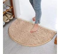 Semi-Circular Door Mats, Treer Half Round Floor Mat Non-Slip Front Doormat Soft Dirt Trapper Rug, Machine Washable Absorbent Entrance Rug Mat (60 * 90CM,Camel)
