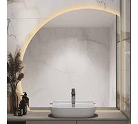 Semi-Circular LED Bathroom Mirror 90/100 cm - Anti-Fog Adjustable Brightness Makeup Mirror 80 cm - Decorative Half-Moon Wall Mirror 70 cm - Right Design
