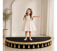 Semi-Circular Portable Stage Kids Stage Platform Includes Stages Apron, High Weight Capacity Ideal for Hosting Public Speaking and Singing(Black,120x60cm)