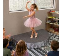 Semi-Circular Portable Stage Kids Stage Platform Includes Stages Apron, High Weight Capacity Ideal for Hosting Public Speaking and Singing(Gray A,150x75cm)