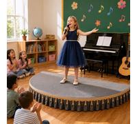 Semi-Circular Portable Stage Kids Stage Platform Includes Stages Apron, High Weight Capacity Ideal for Hosting Public Speaking and Singing(Gray B,150x75cm)