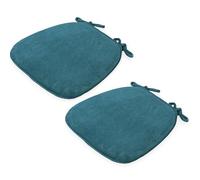 Semi-Circular Seat Cushion, Washable Chair Cushion, Corduroy 43 X 41 X 35 Cm with Non-Slip Bottom and Tie Straps for Garden Chair, Dining Chair Or Office Chair,Blue,2PCS