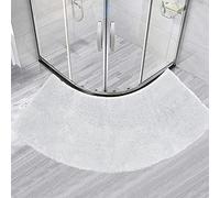 Semi-Circular Shower Mat,Curved Bath Mat,Fluffy Curved Shower Mat,45X110 CM, Washable Bathroom Carpet Corner Bathtub Floor Carpet,Fluffy Washable,White