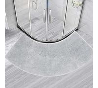 Semi-Circular Shower Mat,Curved Bath Mat,Fluffy Curved Shower Mat,45X110 CM, Washable Bathroom Carpet Corner Bathtub Floor Carpet,Fluffy Washable,Gray