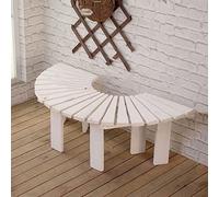 Semi-Circular Tree Bench - Solid Wood Park Bench for Garden, Anti-Corrosion Design, Curved Balcony Seat for Terrace and Flower Stand