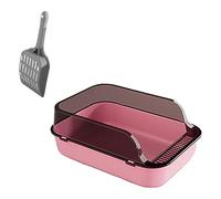 Semi-Closed Upright Cat Litter Box with High Rim, Anti-Spill Design for Adult Cats, Low Entry for Kittens, (40x28x16cm)
