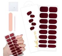 Semi Cured Gel Nail Strips, 20 Pieces Red Nail Stickers/Wraps, Gel Stickers for Nails, Works with Any UV Lamp (Red)
