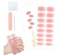 Semi Cured Gel Nail Strips, 20 Pieces Solid Cream Pink Nail Stickers/Wraps, Nude Pink Gel Stickers for Nails, Works with Any UV Lamp