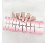 Semi-Cured Gel Nail Strips, 22PCS French Tip Stickers - Long Lasting & Easy to Apply & Remove - Blush