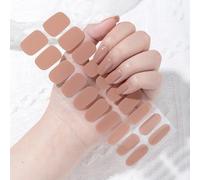 Semi Cured Gel Nail Strips, 22Pcs Real Gel Nail Polish Stickers Self-Adhesive Salon-Quality Gel Nail Wraps with Glossy Gel Finish, Natural Look Full Wraps Nail Art Stickers - Warm Nude