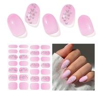 Semi Cured Gel Nail Strips - 28 pcs Gel Nail Stickers-Full Wraps, Long Lasting, UV Lamp Compatible - Salon Quality Nail Art Stickers, Easy to Apply