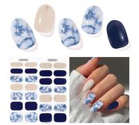 Semi Cured Gel Nail Strips - 28 pcs Gel Nail Stickers-Full Wraps, Salon Quality Soft Holy Gels Nails Stickers UV, Long Lasting, UV Lamp Compatible, Easy to Carry& Use&Remove