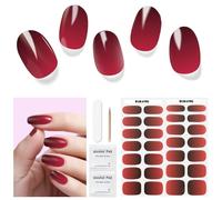 Semi Cured Gel Nail Strips, 28 pcs Gel Nail Stickers Work with Any UV Lamp, Long Lasting UV Polish Strips Wraps, Salon Quality, Easy to Apply(Peninsula Rose)