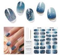 Semi Cured Gel Nail Strips, 28 pcs Gel Nail Stickers Wraps Works with Any UV Lamp, Long Lasting Easy to Apply(Stars Shine)