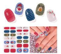 Semi Cured Gel Nail Strips - 28 pcs Works with UV Lamp, Long Lasting Full Wraps, Salon Quality, Easy to Apply (Christmas)