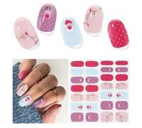 Semi Cured Gel Nail Strips, 28 Pieces Christmas Santa Gel Stickers for Nails, Nail Wraps for Women Works with Any UV Lamp