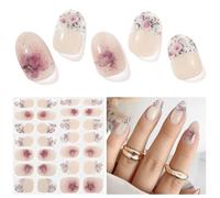 Semi Cured Gel Nail Strips - 28 Self-Adhesive Stickers for Salon-Quality Manicure - Works with Any Nail Lamps