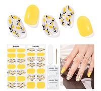 Semi Cured Gel Nail Strips - 28 Self-Adhesive Stickers for Salon-Quality Manicure - Works With Any Nail Lamps