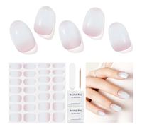 Semi Cured Gel Nail Strips - 28 Self-Adhesive Stickers for Salon-Quality Manicure - Works With Any Nail Lamps