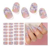 Semi Cured Gel Nail Strips - 28 Stickers, Self-Adhesive Wraps for Salon-Quality Manicure - Works With Any Nail Lamps