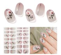 Semi Cured Gel Nail Strips - 28 Stickers, Self-Adhesive Wraps for Salon-Quality Manicure - Works With Any Nail Lamps