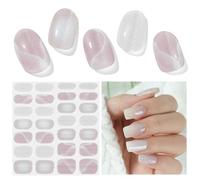 Semi Cured Gel Nail Strips - 28 Stickers, Self-Adhesive Wraps for Salon-Quality Manicure - Works With Any Nail Lamps