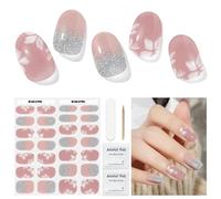 Semi Cured Gel Nail Strips - 28 Stickers, Self-Adhesive Wraps for Salon-Quality Manicure - Works With Any Nail Lamps