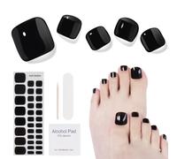 Semi Cured Gel Nail Strips- 32 Pcs Gel Nail Stickers,Black Toenail Stickers, Works with Any UV Lamp - Easy to Carry Holy Gel& Use and Remove，Suitable for Both Girls and Women