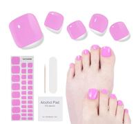 Semi Cured Gel Nail Strips- 32 Pcs Gel Nail Stickers,Pink Toenail Stickers, Works with Any UV Lamp - Easy to Carry Holy Gel& Use and Remove,Suitable for Both Girls and Women