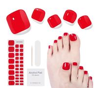 Semi Cured Gel Nail Strips- 32 Pcs Nail Wraps,Red Toenail Stickers, Works with Any UV Lamp - Easy to Carry Holy Gels& Use and Remove，Suitable for Both Girls and Women