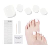 Semi Cured Gel Nail Strips- 32 Pcs Nail Wraps,White Toenail Stickers, Works with Any UV Lamp - Easy to Carry Holy Gels& Use and Remove，Suitable for Both Girls and Women