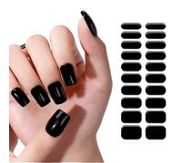 Semi Cured Gel Nail Strips Black - ShiningUU 20 Pcs Gel Nail Wraps for Salon, Holy Gels Nails Stickers Works with UV Light, Easy to Apply, Trim & Remove Strips for Nails