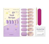 Semi Cured Gel Nail Strips | No LED Lamp Needed | Purple, Floral | Easy Apply & Remove, Salon Quality | Includes 28 Strips, 2 Prep Pads, Nail File & Wooden Stick - Hey, It's Your Spring Day