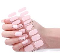 Semi Cured Gel Nail Strips, UV Cured, Soft Pink Lines - NF240028 | UV/LED Cured, Easy Apply, Long Lasting, Gloss & Go Collection