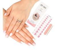 Semi Cured Gel Nail Wraps, ZAHRVIA 20 Pcs Gel Nail Polish Strips for Salon-Quality Manicure Set with Nail File & Wooden Cuticle Stick-Gradient Rosa