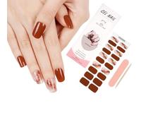 Semi Cured Gel Nail Wraps, ZAHRVIA 20 Pcs Gel Nail Polish Strips for Salon-Quality Manicure Set with Nail File & Wooden Cuticle Stick (UV/LED Lamp Required)