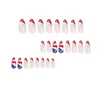 Semi Cured Gel Nails Detachable Independent Day Man Made Nail Set Man Made Nails With A Smooth Design Of The Flag And Full Coverage Of Man Made Nails False Nail Kit (Red, One Size)