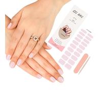 Semi Cured Gel Nails Strips 20 Stickers Nail Wraps Soft Self-ZAHRVIA Adhesive Gel Nail Stickers Salon- UV/LED Lamp Required-Nude Pink