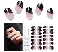Semi Cured Gel Nails Strips 28 Stickers Nail Wraps Soft Self-Adhesive Gel Nail Stickers Salon-Quality Gel Nail Strips for Nails Manicure Nail Wraps Works with Any Nail Lamps