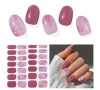 Semi Cured Gel Nails Strips 28 Stickers Nail Wraps Soft Self-Adhesive Gel Nail Stickers Salon-Quality Gel Nail Strips for Nails Manicure Nail Wraps Works with Any Nail Lamps