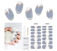 Semi Cured Gel Nails Strips 28 Stickers Soft Self-Adhesive Salon-Quality Gel Nail Strips for Manicure Works with Any Nail Lamps