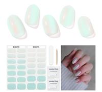 Semi Cured Gel Nails Strips 28 Stickers Soft Self-Adhesive Salon-Quality Gel Nail Strips for Manicure Works with Any Nail Lamps