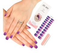 Semi Cured Gel Nails Strips, ZAHRVIA 20pcs Nail Stickers, Easy to Use, Long Lasting, Salon Quality Includes Prep Pads, Nail File & Wood Stick (UV/LED Lamp Required) - Purple Shine