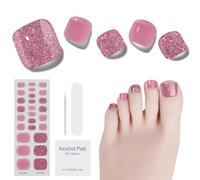 Semi Cured Gel Pedicure Strips,26 PCS Gel Nail Strips Works with Any UV Light, Salon Quality Gel Nail Stickers，Easy to Apply & Remove