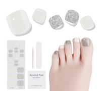 Semi Cured Gel Pedicure Strips,26 PCS Gel Nail Strips Works with Any UV Light, Salon Quality Gel Nail Stickers,Easy to Apply & Remove