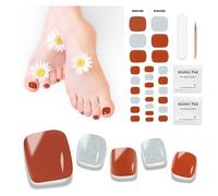 Semi Cured Gel Pedicure Strips,26 PCS Gel Nail Strips Works with Any UV Light, Salon Quality Gel Nail Stickers,Easy to Apply & Remove