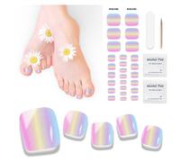 Semi Cured Gel Pedicure Strips,26 PCS Gel Nail Strips Works with Any UV Light, Salon Quality Gel Nail Stickers,Easy to Apply & Remove